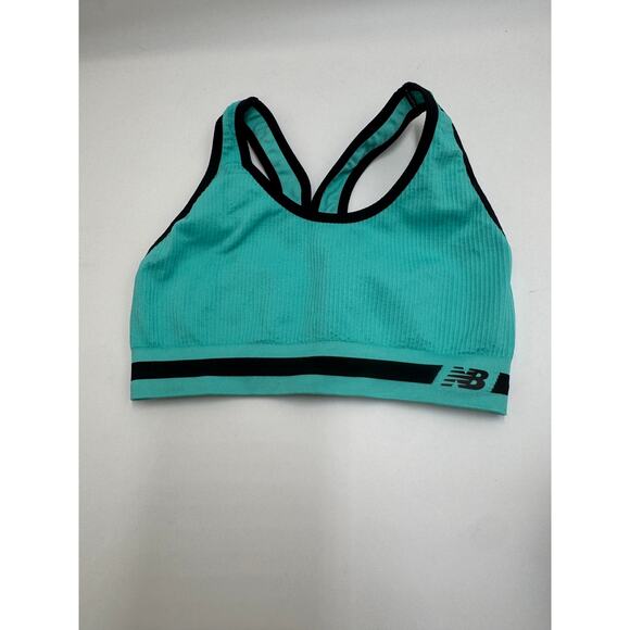 New Balance · Medium · Seamless Ribbed Sports Bra · Racerback · Turquoise Black - Picture 1 of 5